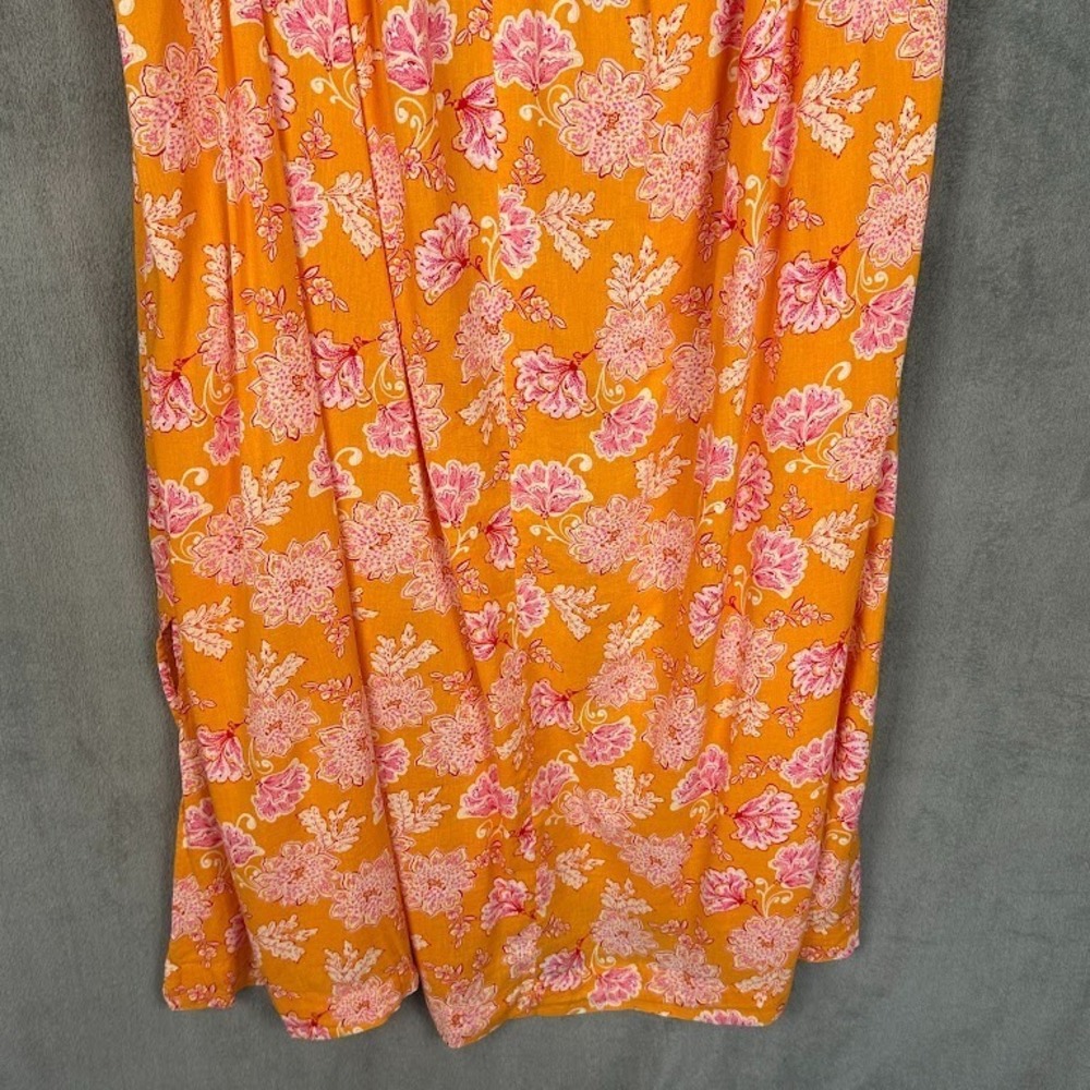 Old Navy Dress Womens 4X Orange Floral Tie Strap Midi Lightweight Beach Resort - Picture 3 of 14